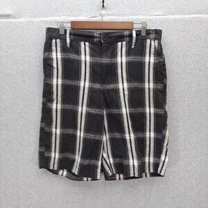 Burnside Mens Flat Front Plaid & Check Shorts Size 32 Black Skate‎ Surf